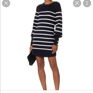 Intermix Striped Sweater Dress with Gold Buttons